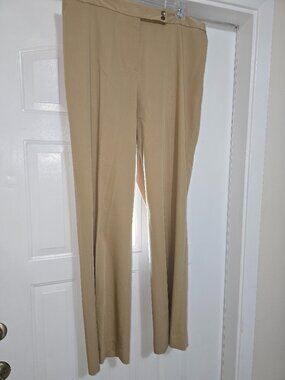Women's Pants Beige Front Zip Snap Closure Jones NY Signature 14W Rayon 1990s